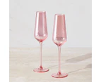 Set of 2 Maxwell & Williams 230mL Glamour Flutes - Pink