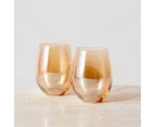 Set of 2 Maxwell & Williams 560mL Glamour Stemless Glasses - Gold