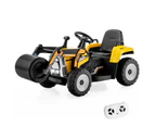 Costway 12V Kids Ride on Toy Car Electric Pretend Road Roller Powered Construction Vehicle w/Remote&Music Yellow