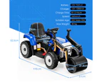 Costway 12V Kids Ride on Toy Car Electric Pretend Road Roller Powered Construction Vehicle w/Remote&Music Blue