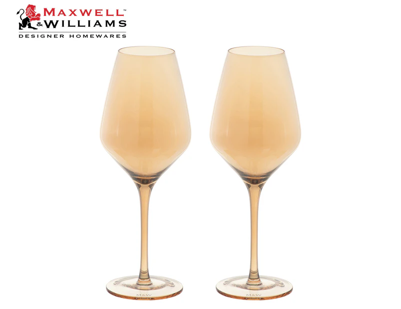 Set of 2 Maxwell & Williams 520mL Glamour Wine Glasses - Gold