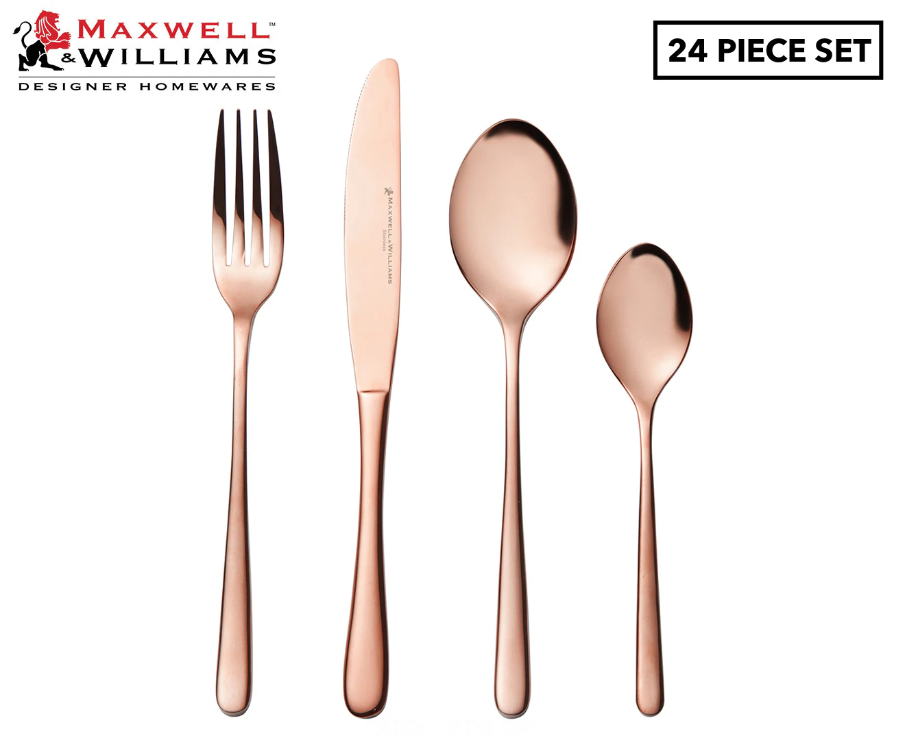 Maxwell & Williams 24-Piece Leveson Stainless Steel Cutlery Set - Copper