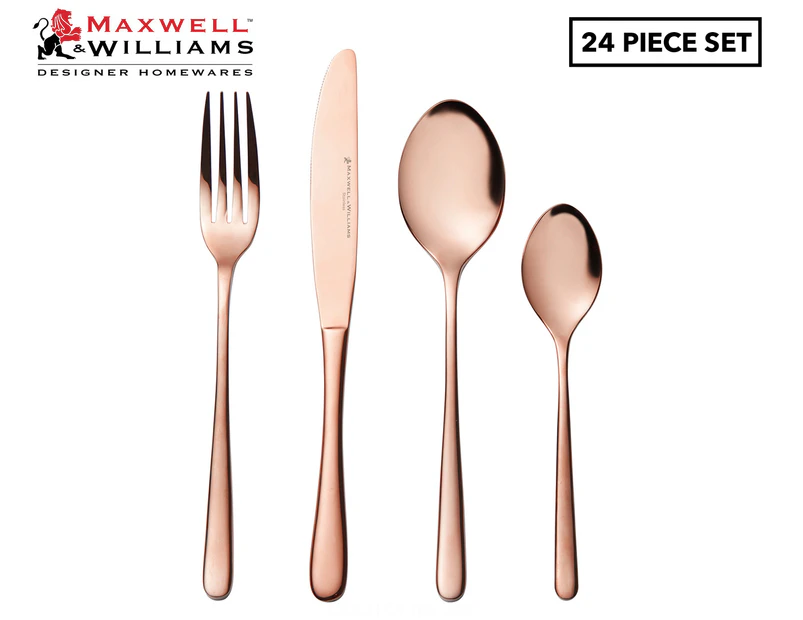 Maxwell & Williams 24-Piece Leveson Stainless Steel Cutlery Set - Copper