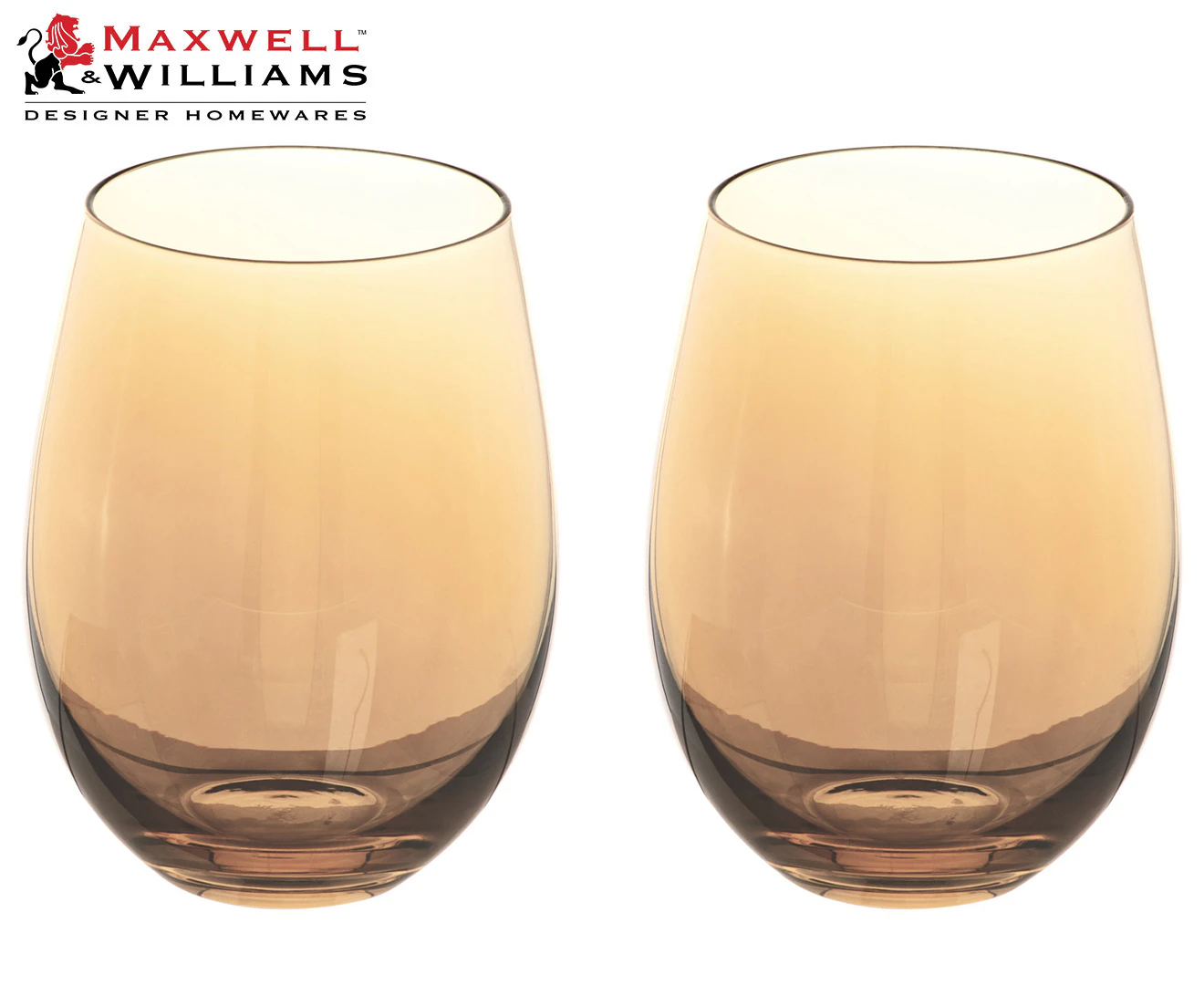 Set of 2 Maxwell & Williams 560mL Glamour Stemless Glasses - Gold