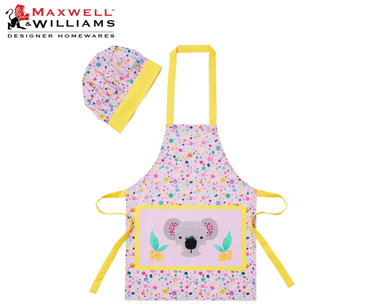 Maxwell & Williams Kids' Kasey Rainbow Critters Collection Apron & Hat Set - Pink