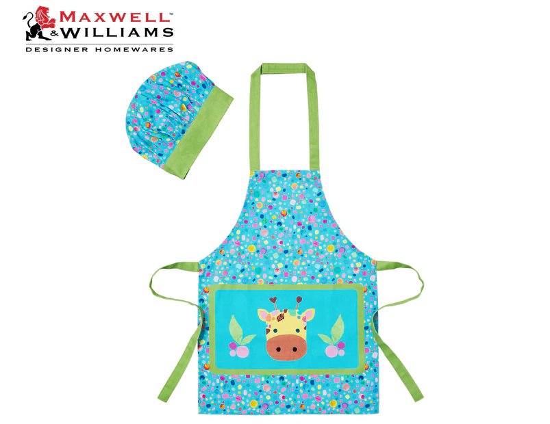 Maxwell & Williams Kids' Kasey Rainbow Critters Collection Apron & Hat Set - Blue