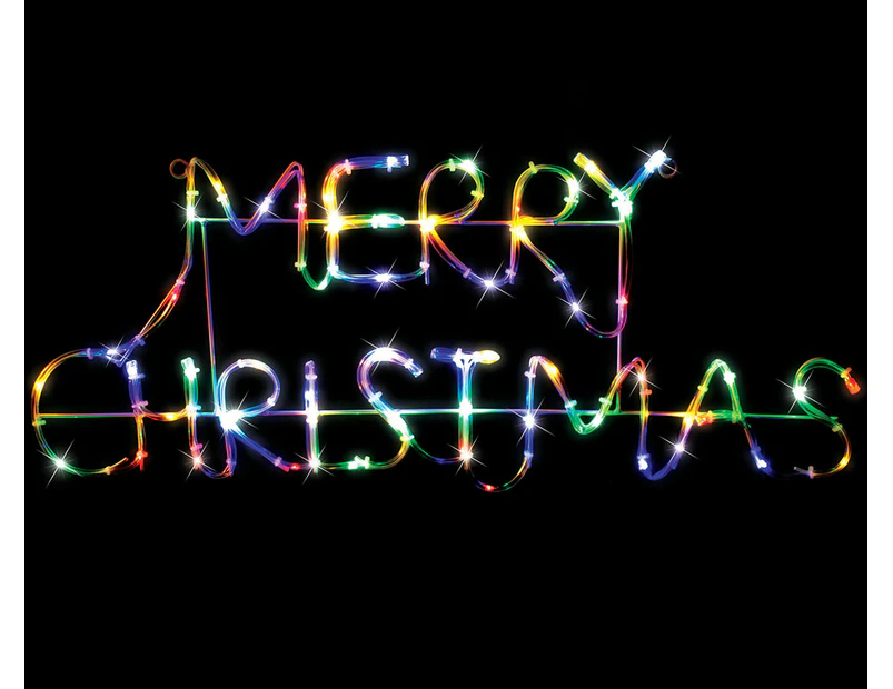 Stockholm Christmas Lights 60 LEDs Solar MERRY CHRISTMAS Sign Outdoor Garden Xmas 68x27CM