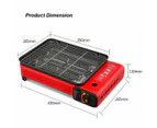 Portable Gas Stove Burner Butane BBQ Camping Gas Cooker Red Color With Non Stick Plate - Package 2 - Without Grill Pan