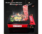 Portable Gas Stove Burner Butane BBQ Camping Gas Cooker Red Color With Non Stick Plate - Package 2 - Without Grill Pan