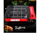 Portable Gas Stove Burner Butane BBQ Camping Gas Cooker Red Color With Non Stick Plate - Package 2 - Without Grill Pan