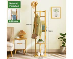 Bamboo Clothes Coat Rack Garment Stand Shelf Tree Hanger Bag Hat Hook Holder - Natural