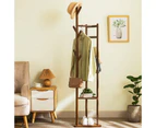 Bamboo Clothes Coat Rack Garment Stand Shelf Tree Hanger Bag Hat Hook Holder - Natural