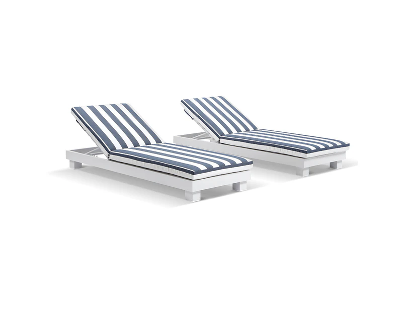 Santorini Outdoor Aluminium Pool Sun Lounge Set - Outdoor Sun Lounges - White