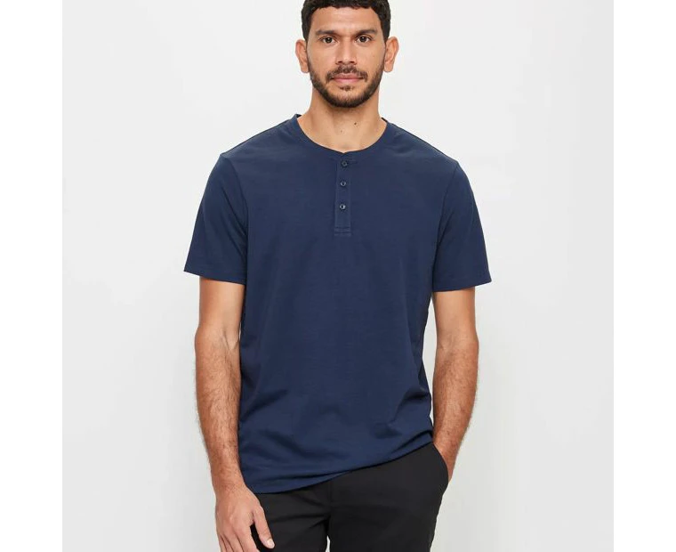 Target Australian Cotton Henley T-Shirt - Blue