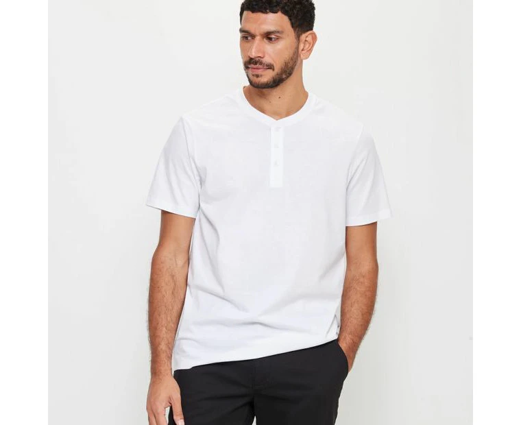 Target Australian Cotton Henley T-Shirt - White