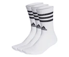 Adidas Unisex 3-Stripes Cushioned Crew Socks 3-Pack - White/Black