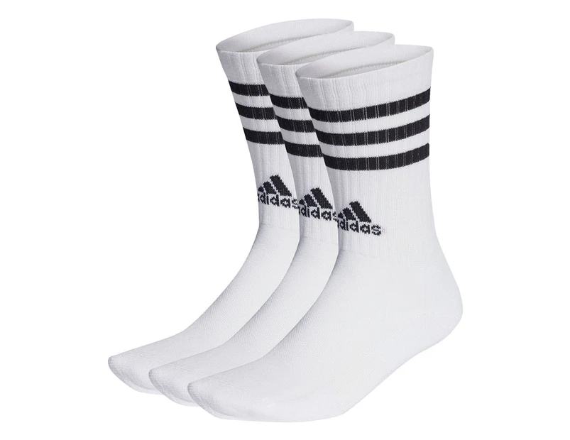 Adidas Unisex 3-Stripes Cushioned Crew Socks 3-Pack - White/Black