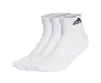 Adidas Unisex Cushioned Sportswear Ankle Socks 3-Pack - White/Black