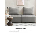 Oikiture 2PCS Modular Sofa Lounge Chair Armless TOFU Back Linen Grey