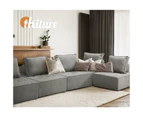 Oikiture 2PCS Modular Sofa Lounge Chair Armless TOFU Back Linen Grey