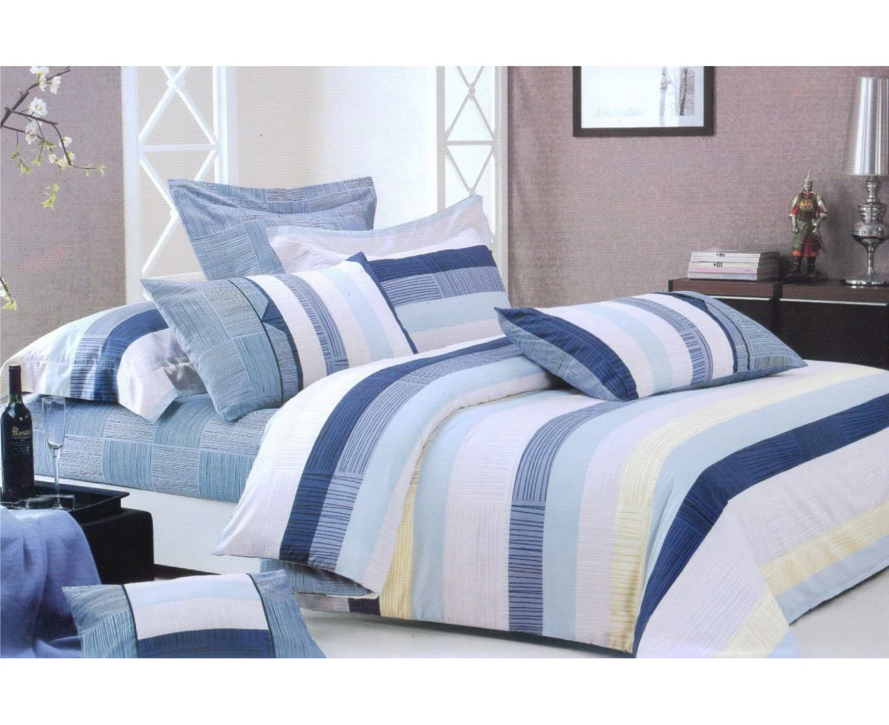 CITY OF LOVE Design Soft Cotton Quilt Duvet Doona Cover Set