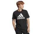 Adidas Men's Essentials Single Jersey Big Logo Tee / T-Shirt / Tshirt - Black/White