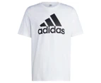 Adidas Men's Essentials Single Jersey Big Logo Tee / T-Shirt / Tshirt - White/Black
