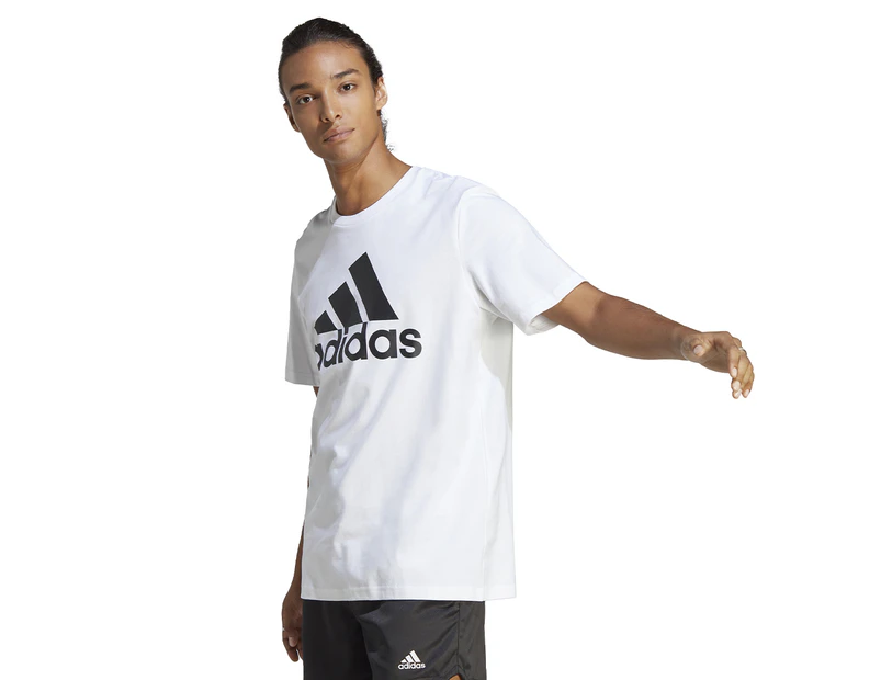 Adidas Men's Essentials Single Jersey Big Logo Tee / T-Shirt / Tshirt - White/Black