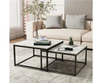 UNHO 2PCS Marble Nesting Tables Home Living Room Center Tables Nested Coffee Table - White