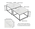 UNHO 2PCS Marble Nesting Tables Home Living Room Center Tables Nested Coffee Table - White