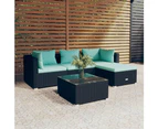 vidaXL 5 Piece Garden Lounge Set with Cushions Poly Rattan Black