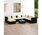 8 Piece Garden Lounge Set with Cushions Poly Rattan Black