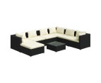 8 Piece Garden Lounge Set with Cushions Poly Rattan Black