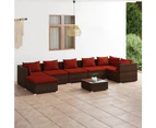 vidaXL 8 Piece Garden Lounge Set with Cushions Poly Rattan Brown