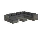 vidaXL 8 Piece Garden Lounge Set with Cushions Poly Rattan Grey