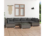 vidaXL 7 Piece Garden Lounge Set with Cushions Poly Rattan Grey