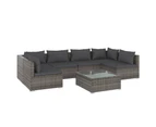 vidaXL 7 Piece Garden Lounge Set with Cushions Poly Rattan Grey