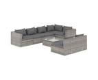 vidaXL 8 Piece Garden Lounge Set with Cushions Grey Poly Rattan