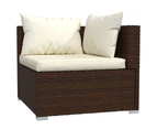 7 Piece Garden Lounge Set with Cushions Brown Poly Rattan