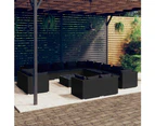 14 Piece Garden Lounge Set with Cushions Black Poly Rattan