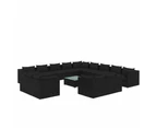 14 Piece Garden Lounge Set with Cushions Black Poly Rattan