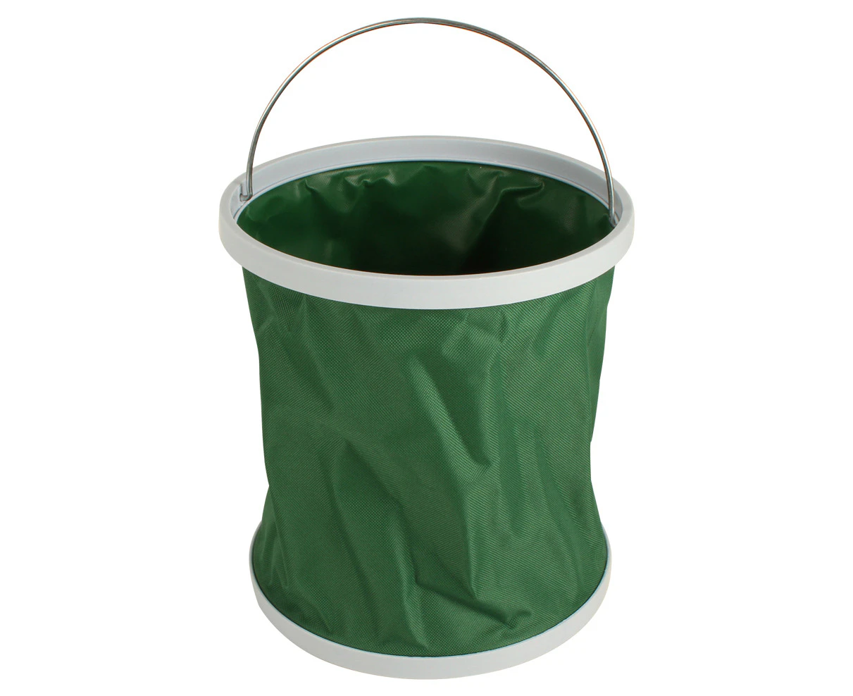 Wildtrak Camping Collapsible Round 11L Bucket Storage w/ Carry Handle Green