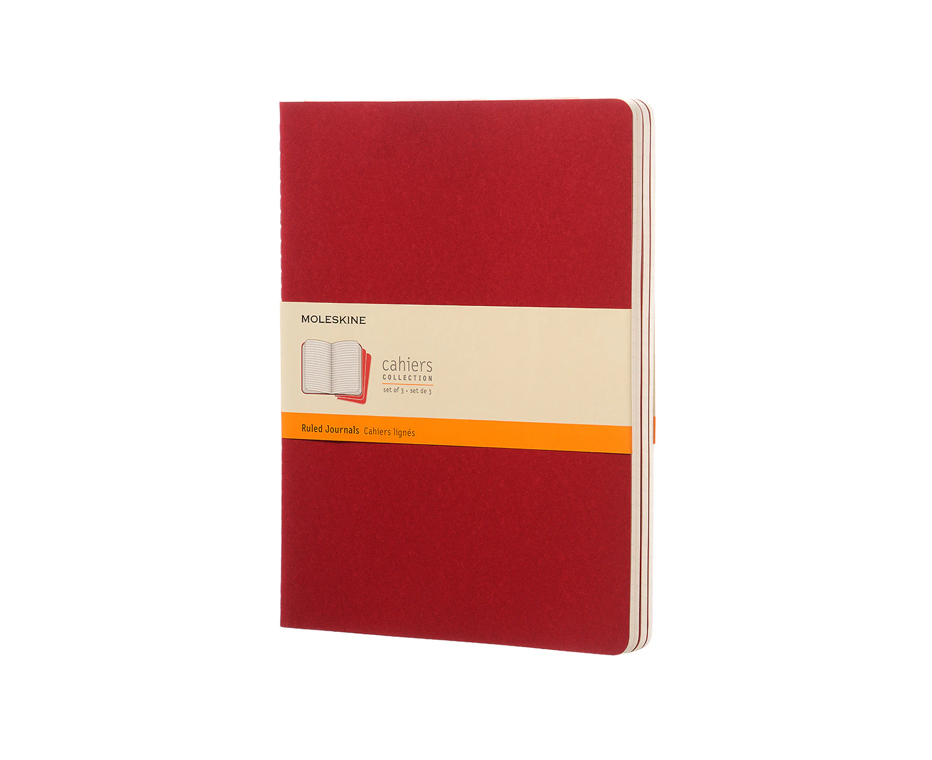 3pc Moleskine Ruled Cahier Notebook Architects/Designers Journal XL Cranberry RD