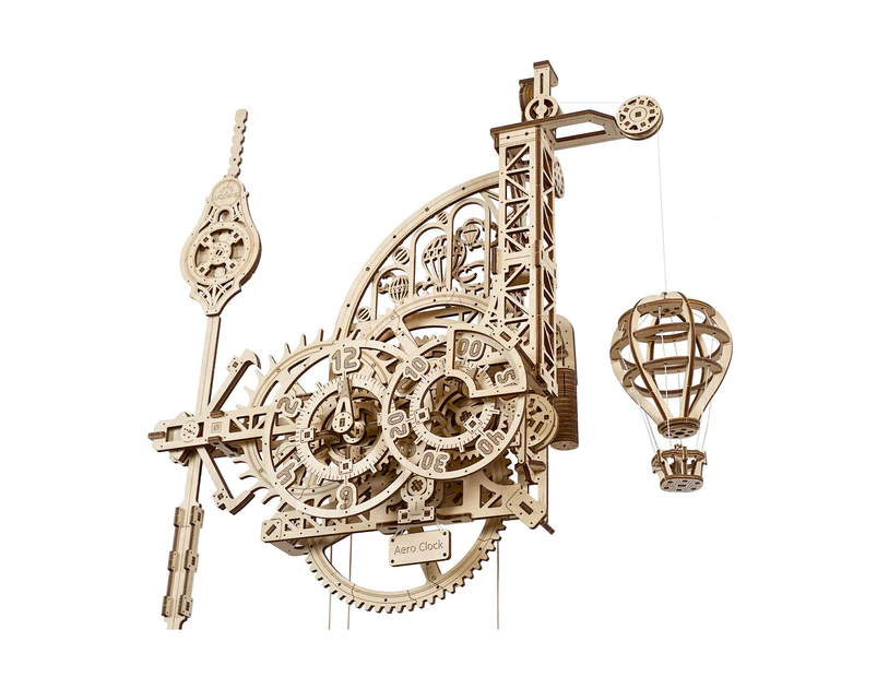 320pc Ugears Aero Clock Mechanical DIY Kit Wooden 3D Puzzle/Model Gift Set 14+