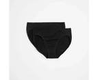 Target 2 Pack Everyday Cotton High Cut Briefs with Aloe - Black