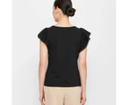 Flutter Sleeve Blouse - Preview - Black