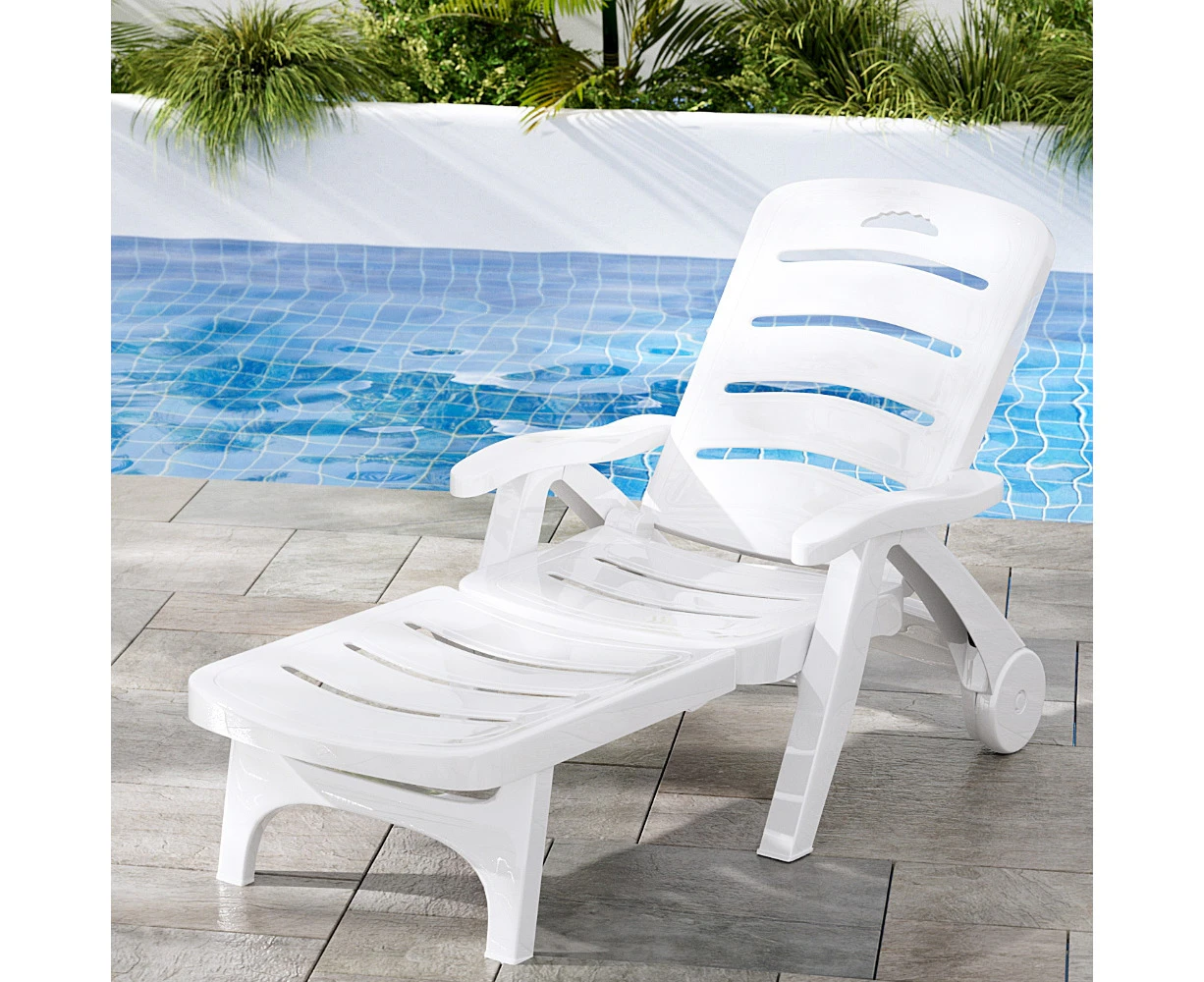 Gardeon Sun Lounger Folding Chaise Lounge Chair Wheels Patio Outdoor Furniture