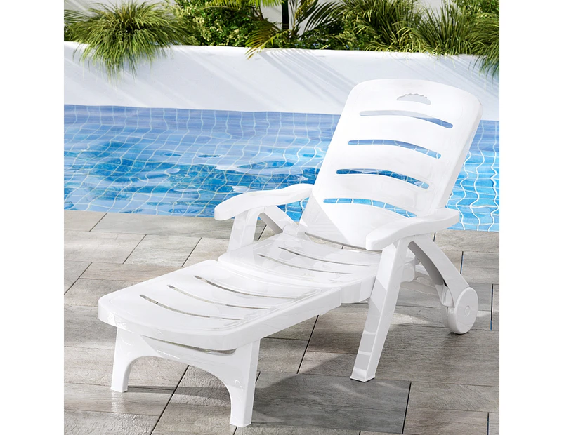 Gardeon Sun Lounger Folding Chaise Lounge Chair Wheels Patio Outdoor Furniture