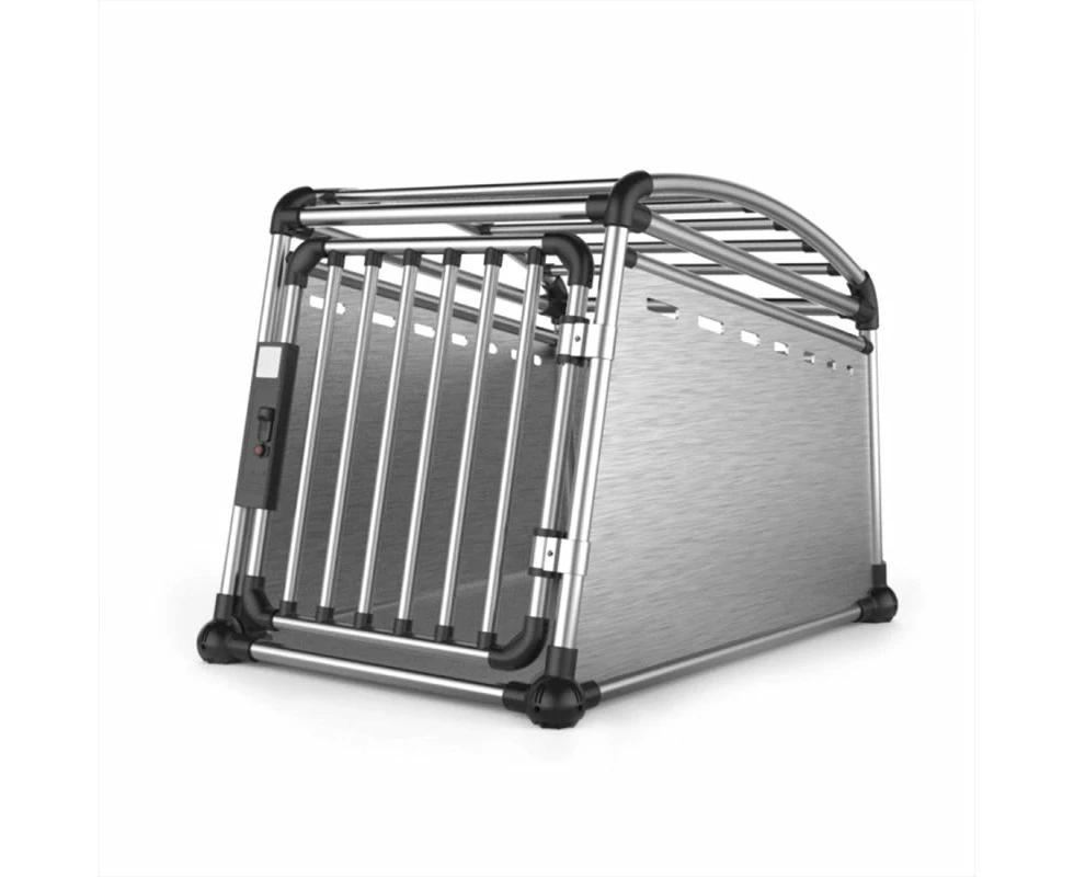 Aluminium Dog Travel Crate 56x65x77cm - Medium Pet Car Transport Cage Kennel Box