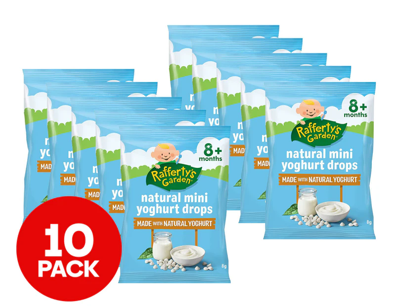 10 x Rafferty's Garden Mini Natural Yogurt Drops Baby Food 8g